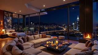 Luxury Duplex Apartment Jazz Night - Soft Jazz with Cozy Fireplace & City Skyline for Relaxation screenshot 3