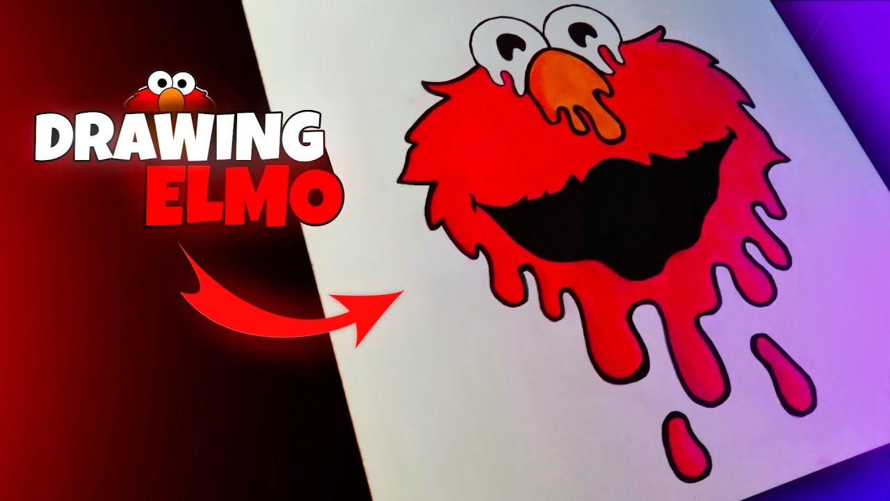 Drawing Elmo using Paint Markers! Drip Effect (#shorts)