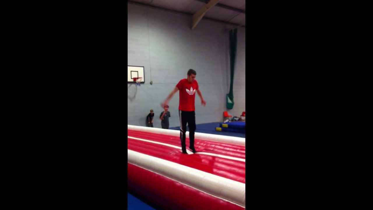 Standing double backflip on air track