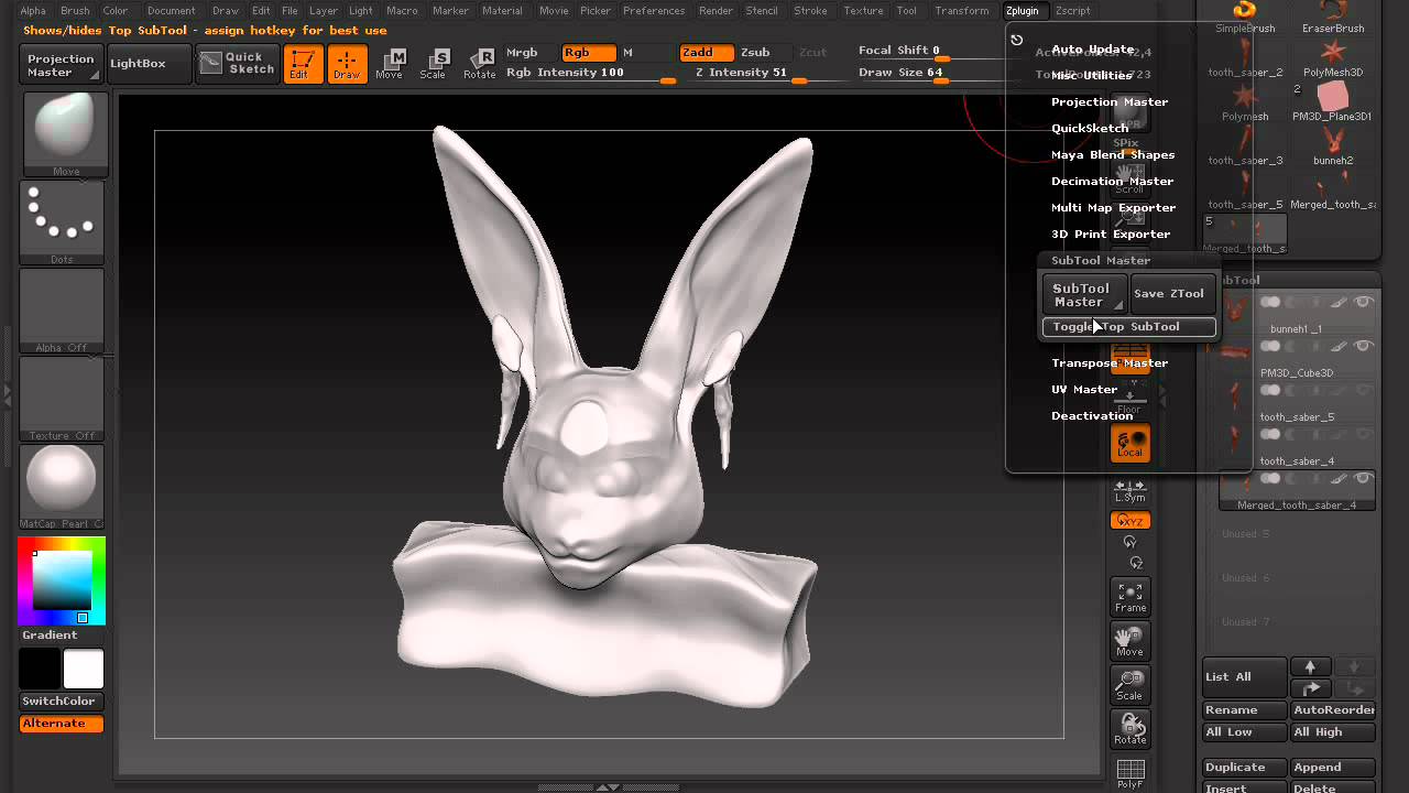 how to sub in zbrush