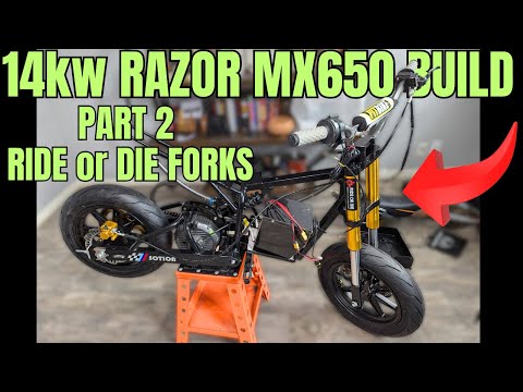 72v Razor MX650 Build Part 2: Frame Mod, Rider or Die Forks & Handlebar Setup