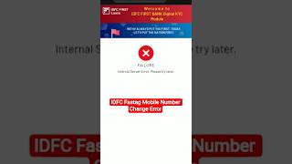 IDFC Fastag Mobile Number Change Update Error #shorts