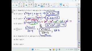 U6 1 Operations on Functions Notes