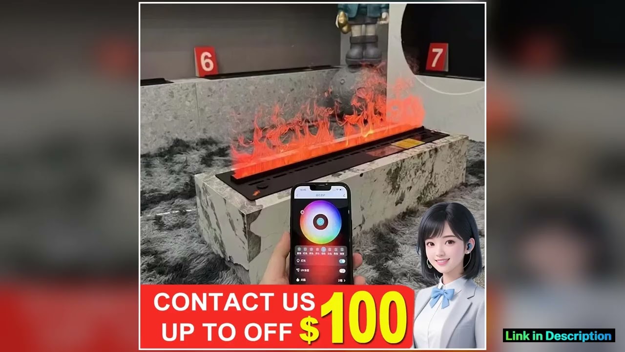 3D Water Electric Fireplace Remote Control APP Mist Fireplace Embedded Realistic Mist Flame Interio