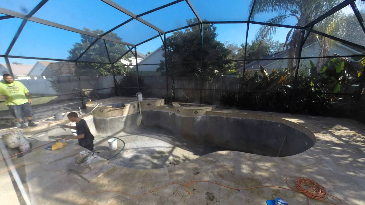 Patching Gunite Pool Artesian Pool Construction: Clean-up & Gunite Patching - YouTube