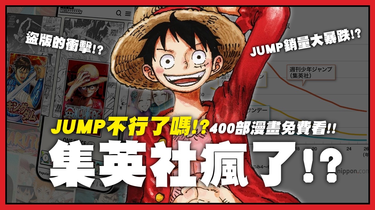 【嘎不拉嘎】週刊少年JUMP銷量大暴跌、集英社MANGA MILLION企劃｜從漫畫雜誌淺談日本漫畫市場趨勢與盜版衝擊