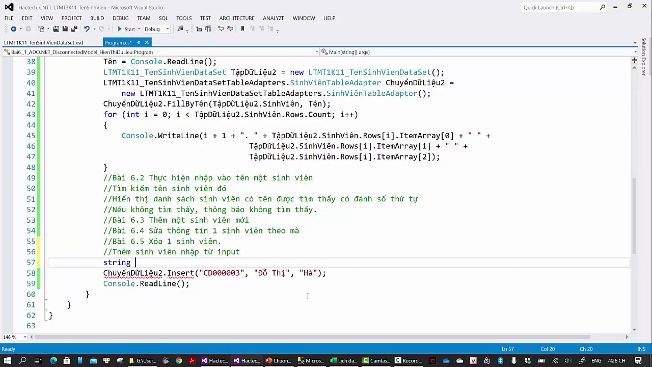 Lập trình C# ADO NET Disconnected Model Thêm dữ liệu - YouTube