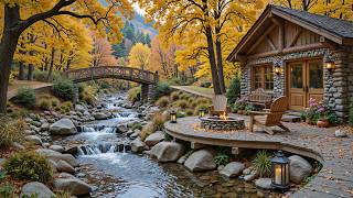 Calming Autumn Nature Sounds Riverside Cabin 🍂🔥 Piano Music, Campfire, Bird to Study, Relax screenshot 5