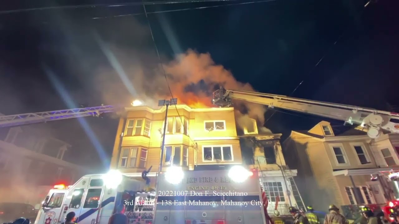 20221007 3rd alarm row home fire with rescue Mahanoy City, Pennsylvania