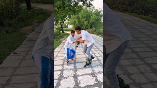 Extreme Skating Challenge 🛼 | Only One Leg Balance 😳🔥 #roadskating #rollerskating #bhojpuri #shorts