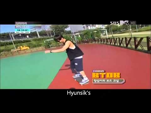Changsub vs Hyunsik at Skateboarding (tooo funny)