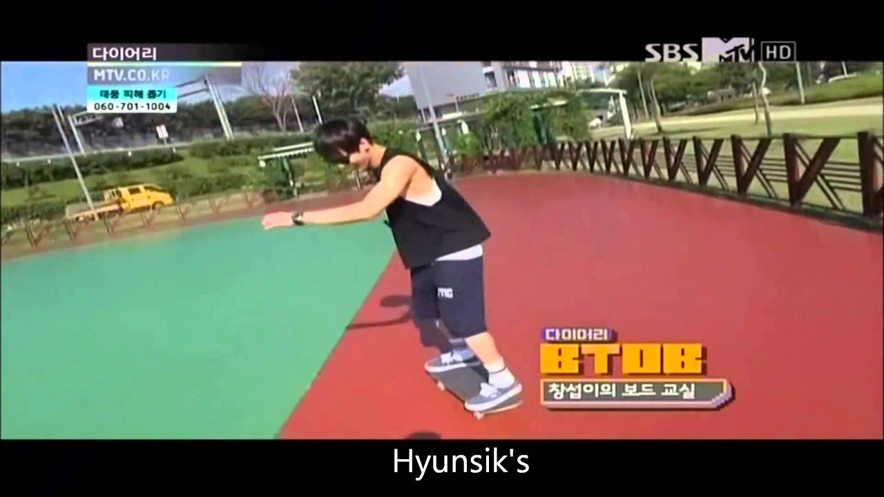 Changsub vs Hyunsik at Skateboarding (tooo funny)