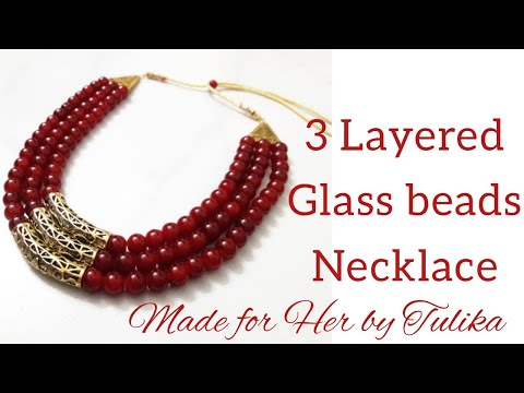 3 Layered Glass Beads Necklace || Fashion Jewelry