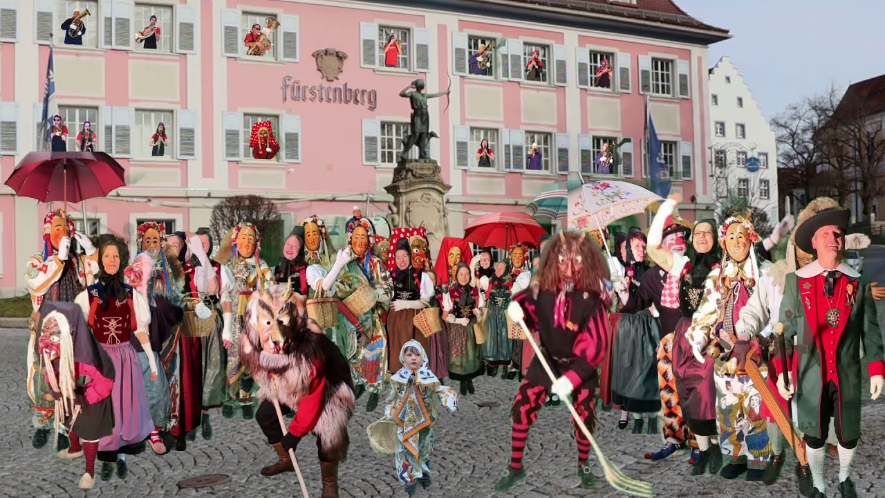 Donaueschinger Narrenmarsch der Stadtkapelle Donaueschingen und Narrenfiguren der DS Fasnet