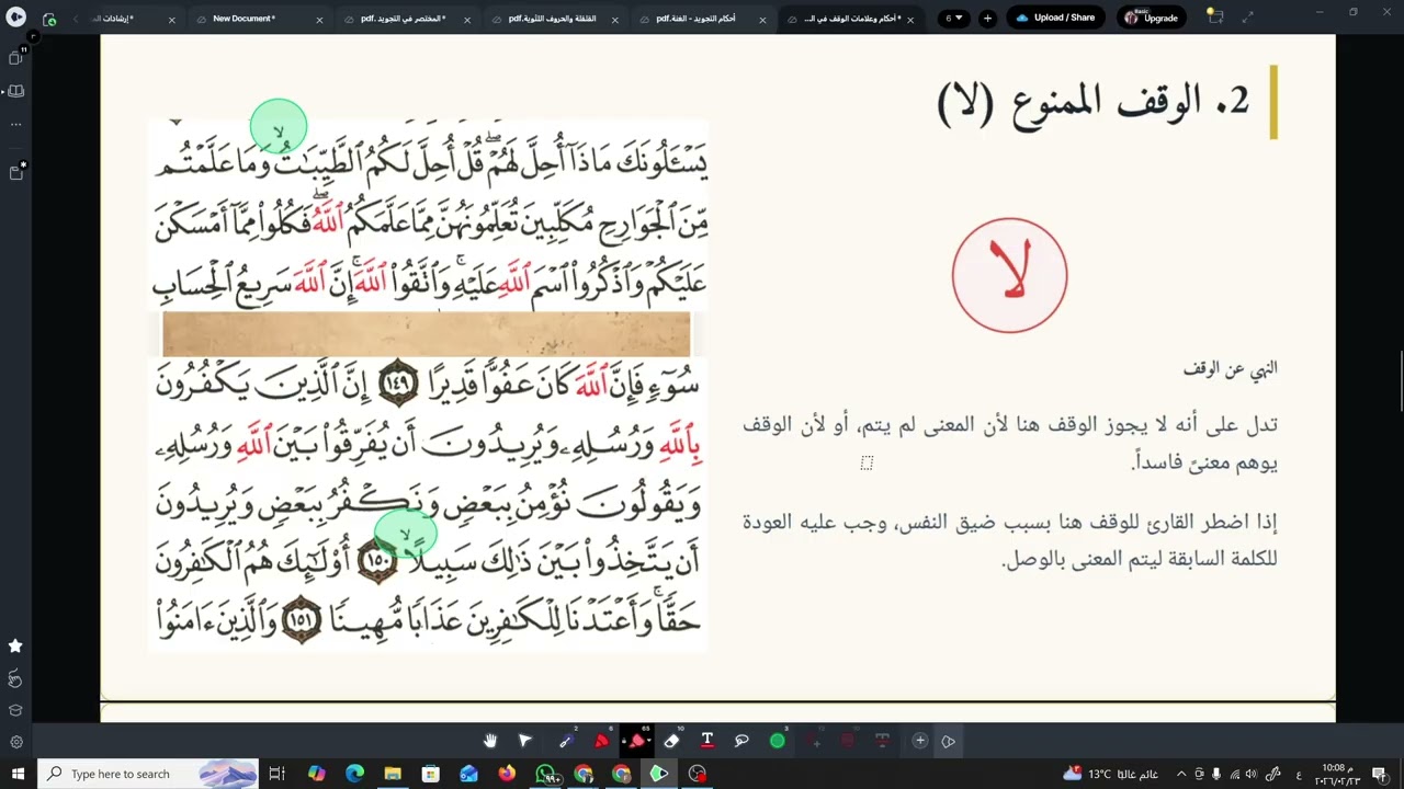 دورة التجويد الميسر للكبار | الدرس الرابع: أحكام الوقف وعلاماته في المصحف الشريف