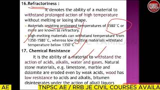 BUILDING MATERIALS  2| PROPERTIES AND TESTING OF ENGG MATERIALS 1.1 | TNPSC AE 2023