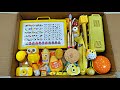 Unboxing Modern Yellow Stationery 📚, Pencil box, Table lamp, Eraser, Sipper bottle, Pouch, Sharpener