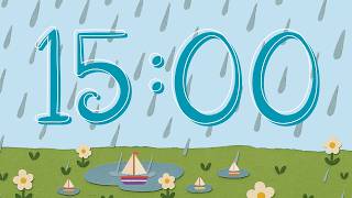 15 Minute Rainy Day Countdown Timer for Kids with Calming Music | Spring