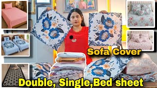 7 Single and Double Bed Sheets 🌺 Sofa Covers🌺 Kitchen Mats🌺ll Meesho Haul🤩