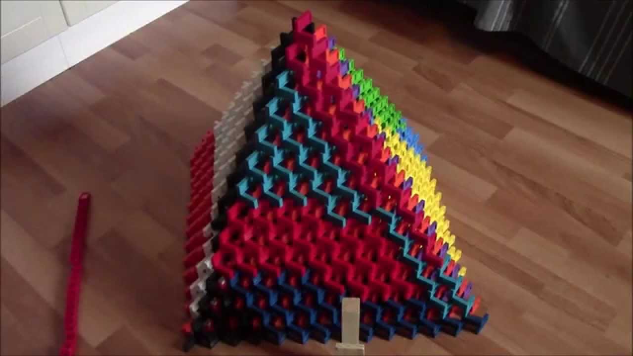 My Biggest 3D Domino Pyramid 14x14 - YouTube