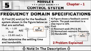 5 Frequency Domain Specifications 2 Problems Explained Module 5 || Control System 4th Sem ECE VTU