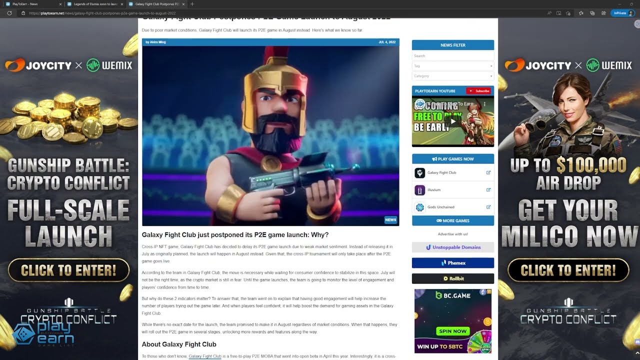 Galaxy Fight Club Postpones P2E Launch To August 2022