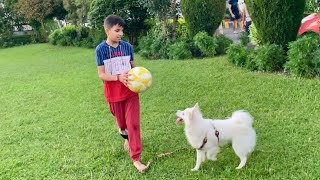 Piyush And Oreo playing football