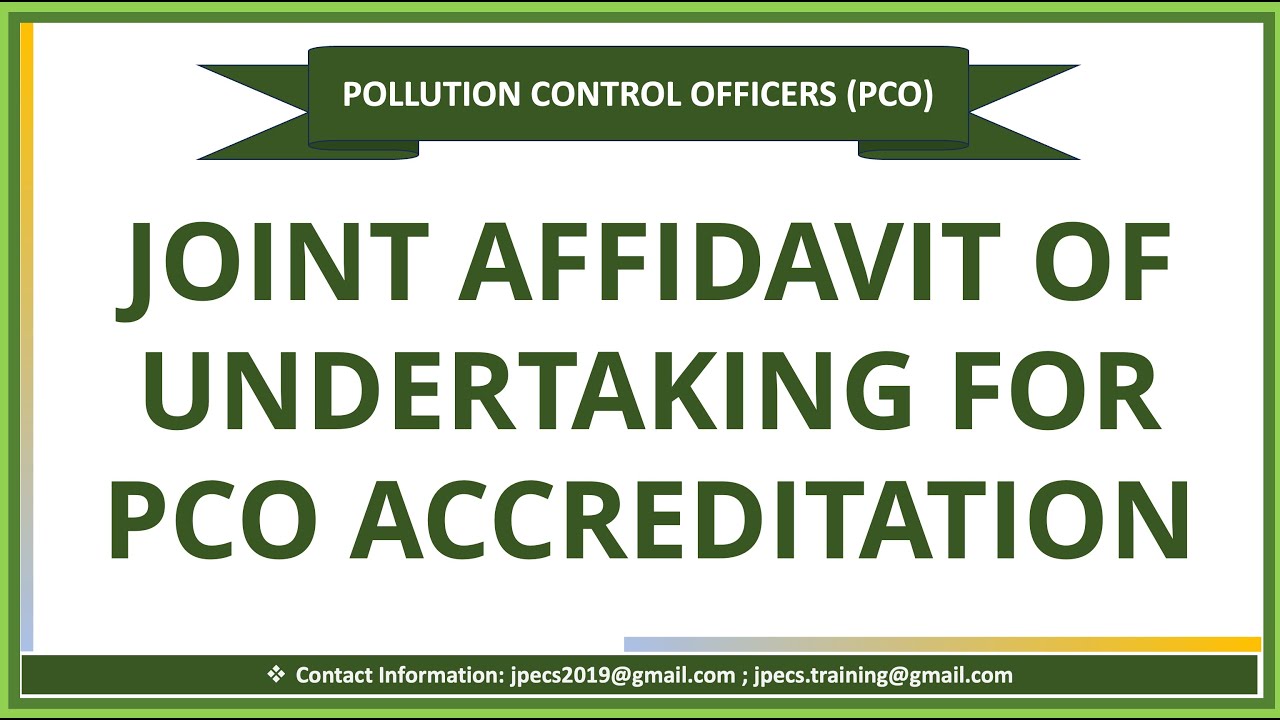 JOINT AFFIDAVIT OF UNDERTAKING FOR PCO ACCREDITATION APPLICATION
