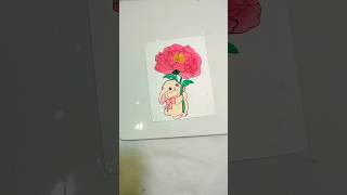 Cute Rabbit with flower painting tutorial😍🌸 #cutedrawing #creative #painting #art