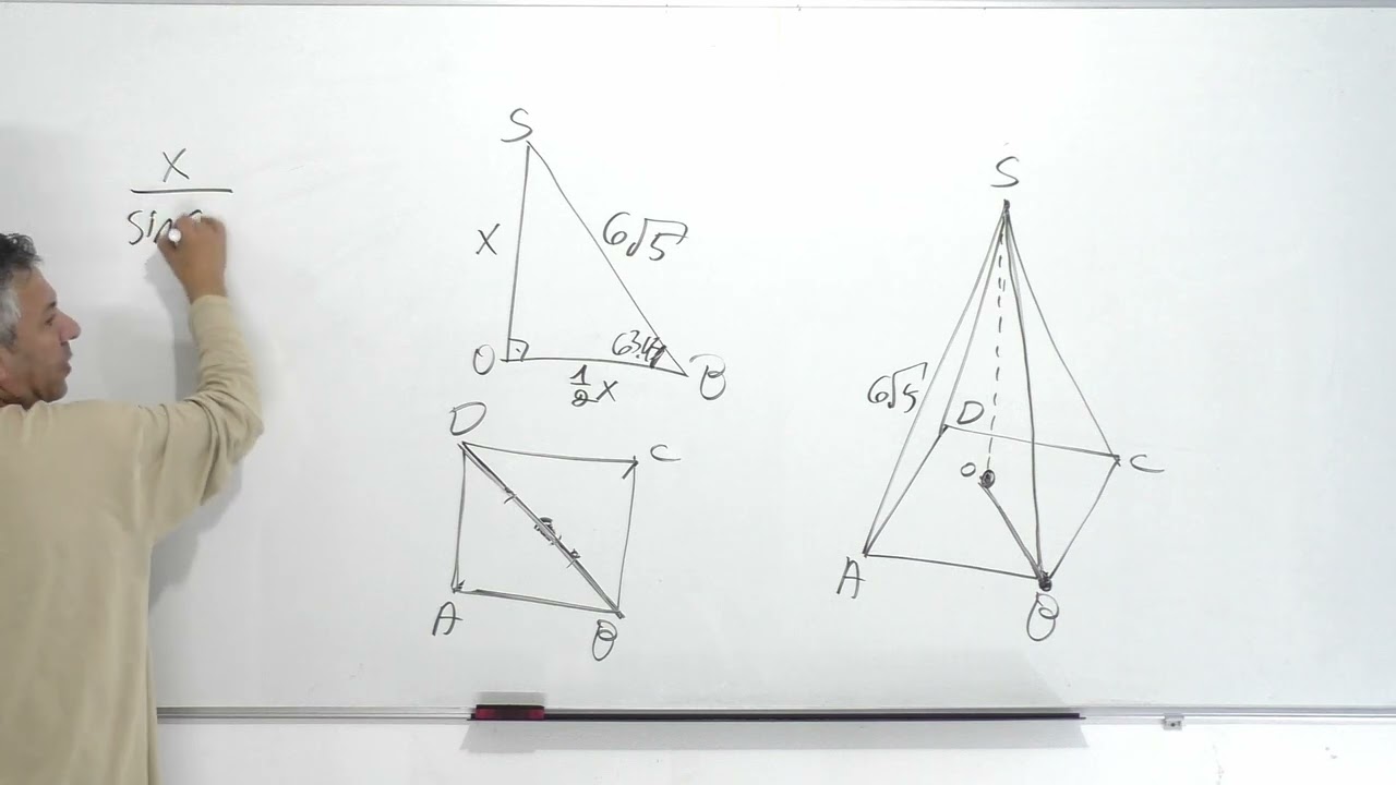✏️פתרון בגרות 482 קיץ 2023 מועד מיוחד שאלה 2-טריגונומטריה במרחב ,פירמידה ישרה שבסיסה ריבוע.