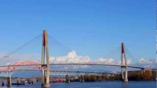 Free for use B-roll footage: Skytrain bridge with helicopter & skytrain + sounds.