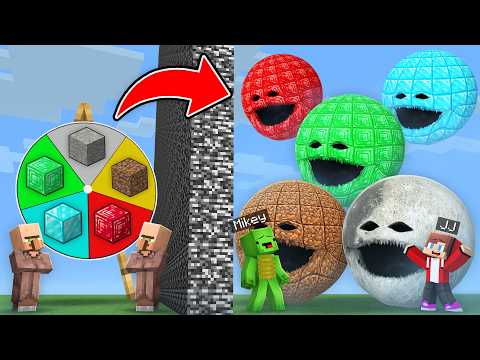 JJ & Mikey vs Villagers ROULETTE: ELEMENTAL MOON WAKES UP BATTLE in Minecraft - Maizen