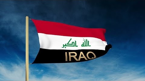 Iraq Flag Slider Style With Title. Waving In The Wind With Cloud Background Anim Stock Animation