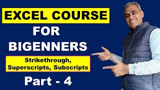 Excel Course : Strikethrough superscript subscript [Hindi] | part 4