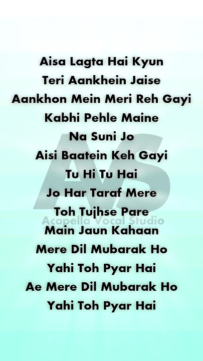 Ishq Mubarak Lyrics (Acapella Vocals Only) - Arijit Singh | Samyak Prasana