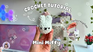 How to crochet NO-SEW mini miffy, no sped up tutorial, perfect keychain size l My universe