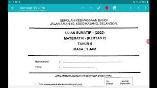 V01 Perbincangan Matematik Kertas 2 Tahun 5 Sumatif 1 2020