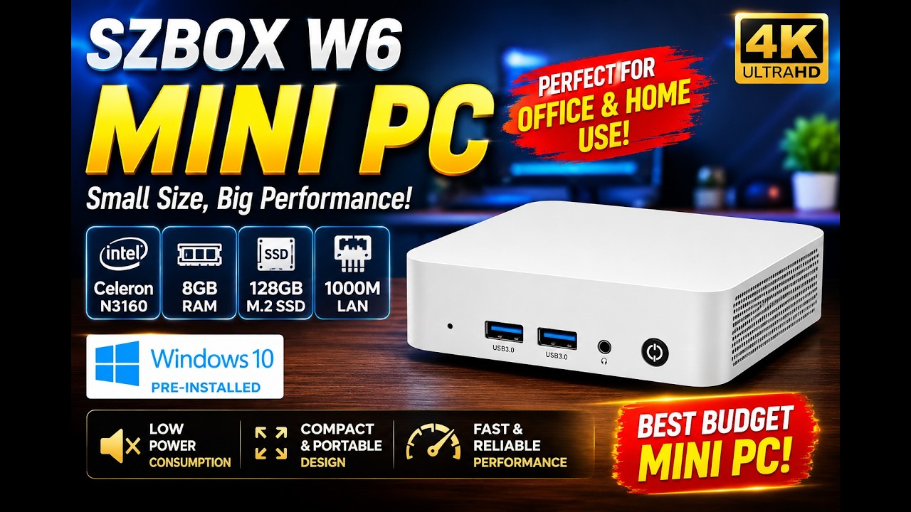 SZBOX W6 Mini PC Intel N3160 Windows 10 Desktop PC - YouTube