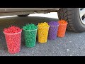 Crushing crunchy  soft things by car experiment pop pop firecrackers vs car