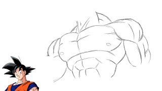 Comment dessiner le corps de GOKU DBZ - Les MUSCLES du torse