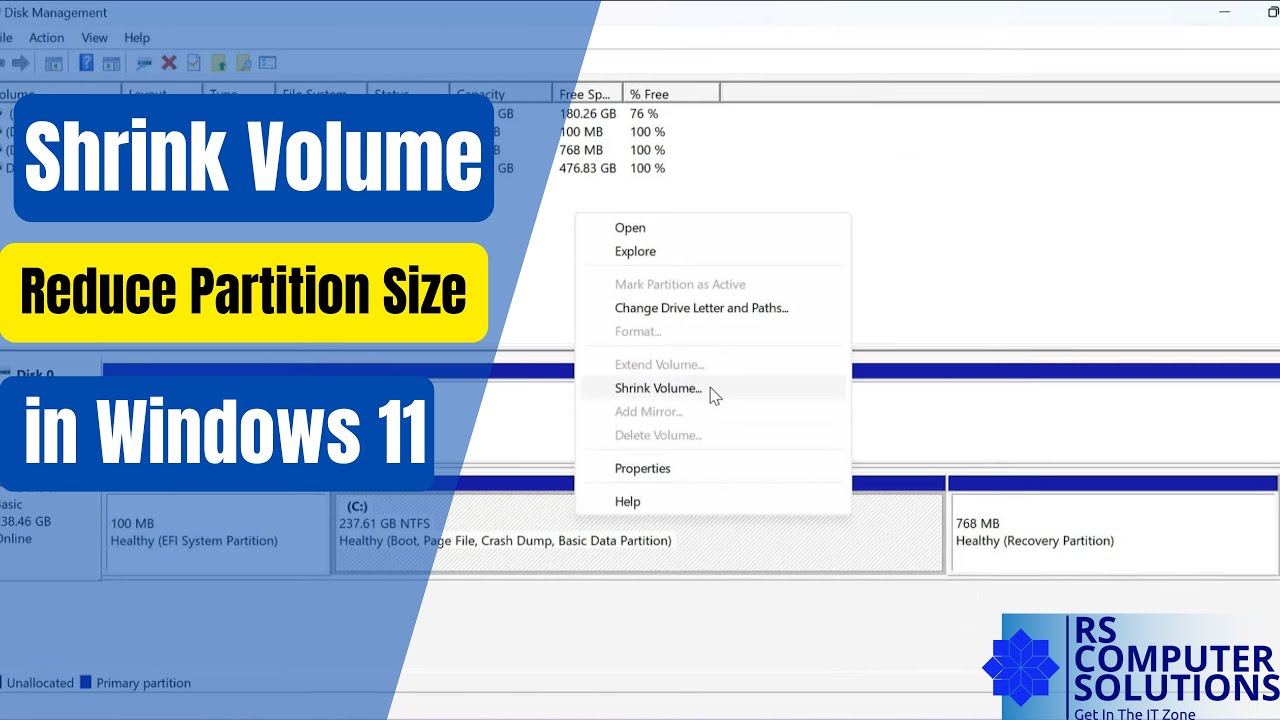 How to shrink Drive C and create a new partition in Windows 11 | Reduce ...