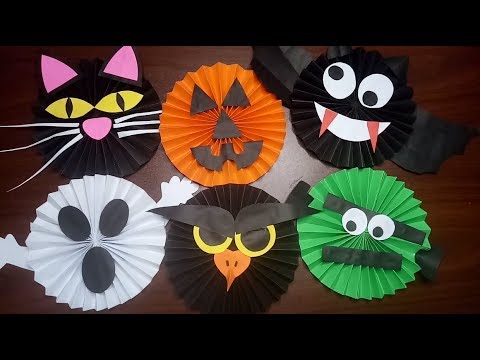 6-easy-and-fun-halloween-crafts-with-paper-/-diy-paper-rosette-crafts-/-halloween-crafts