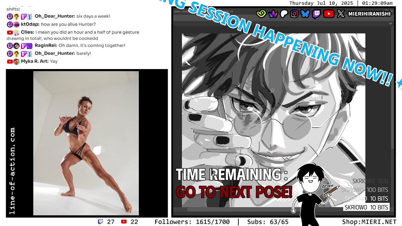 [JAPANESE MANGAKA] 15 MIN GESTURE DRAWING PRACTICE, WEEK 1 | DRAW POSES QUICK, COWORKING, Q&A