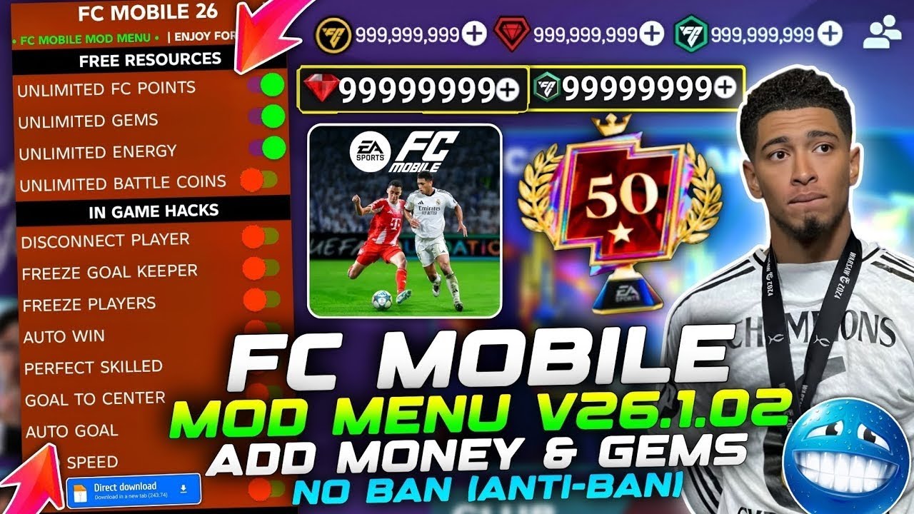 FC Mobile 26 VIP MOD MENU v26.1.02 - Unlimited Money & Fc Points | FC MOBILE MOD APK 2026