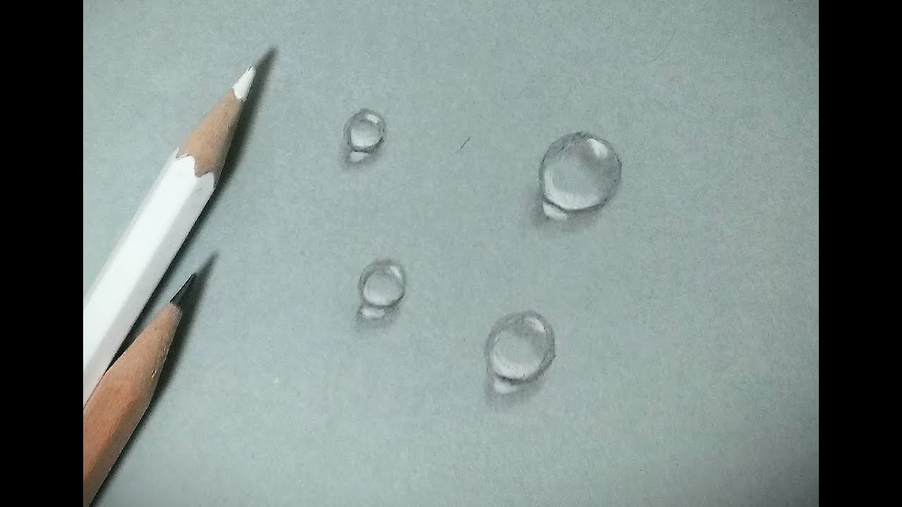 水滴の描き方 色鉛筆と鉛筆 Realistic Pencil Drawing Of Water Droplets Youtube