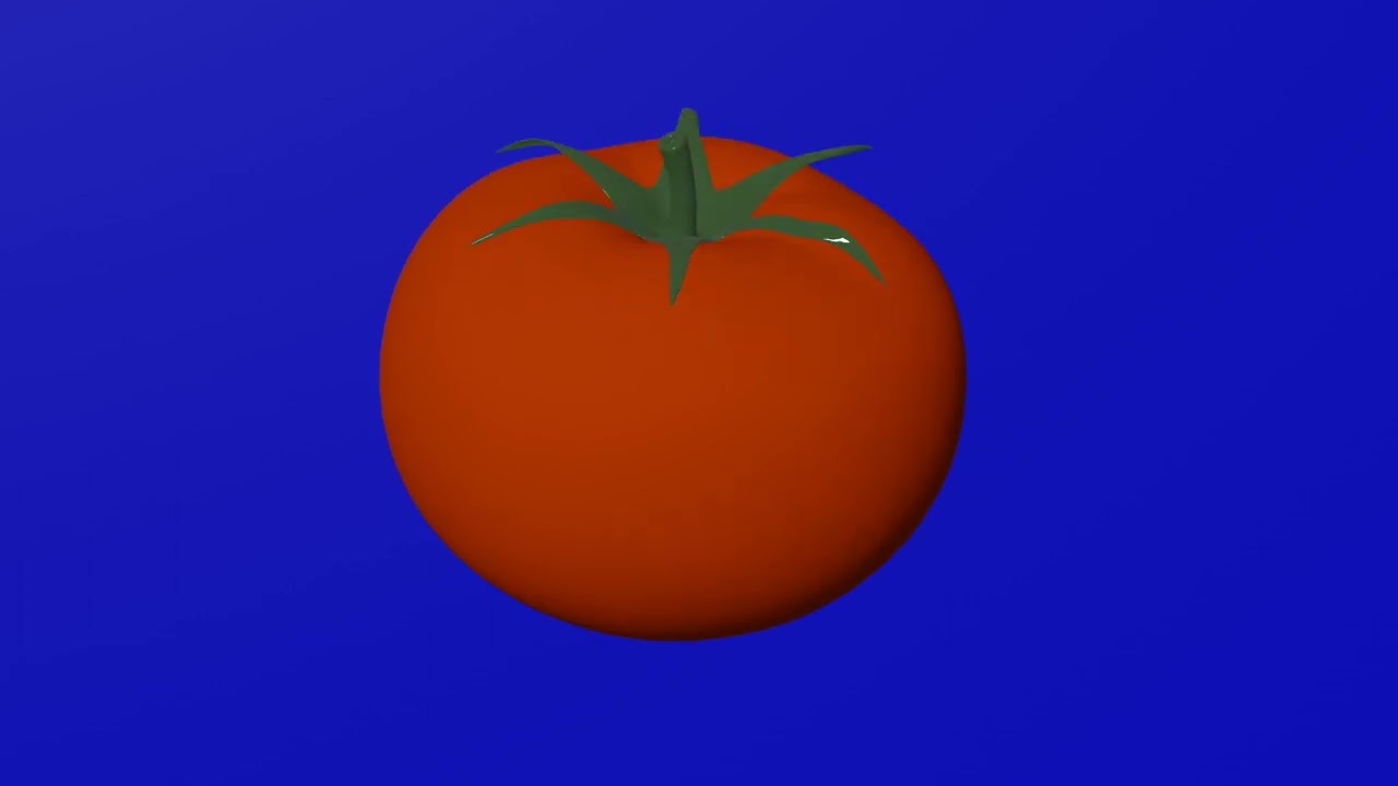 Tomato Rotates 360 Degrees Horizontally In Front Of A Blue Screen   [4K, 60 FPS]