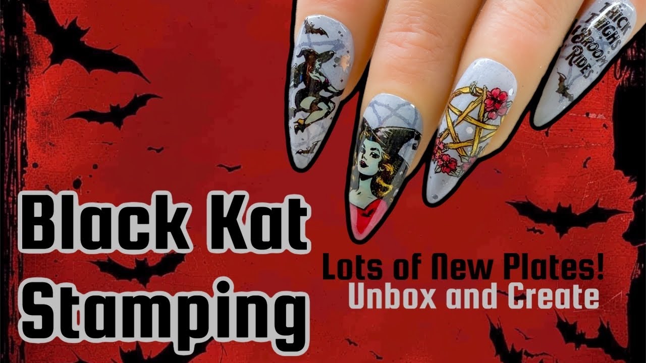 Новые пластины для стемпинга Black Kat и руководство по маникюру Witchy