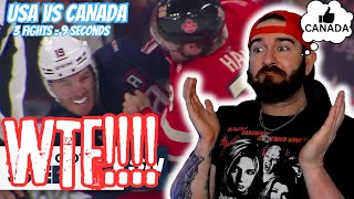 3 Fights 9 Seconds Usa Vs Canada Hockey First Reaction