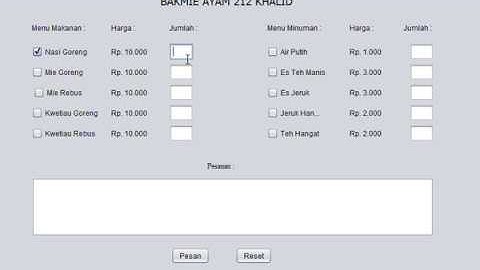 Demo Tugas PBO - Program sederhana untuk kasir mencatat pemesanan makanan