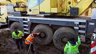 VN24 - (Part 3) Stuck cab crane rescues itself by crabwalking onto the asphalt